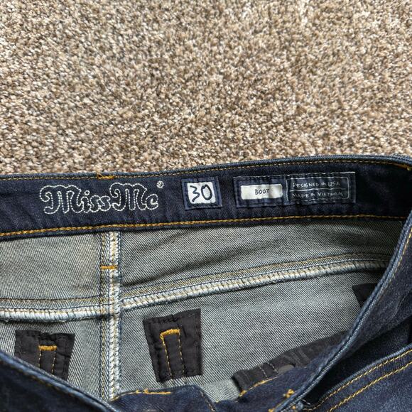 EUC Miss Me Size 30 Boot Cut Dark Wash Blue Jean Jewel And Sequin Pockets Casual - Picture 5 of 10